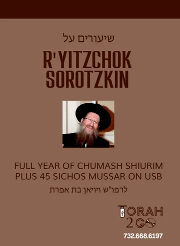 R’ Yitzchok Sorotzkin Parshas Hashavua & Mussar