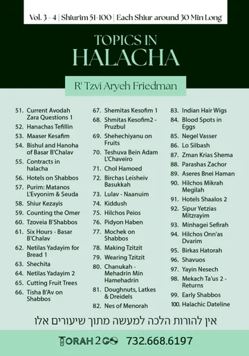 Topics In Halacha Vol 3-4 R’ Tzvi Aryeh Friedman